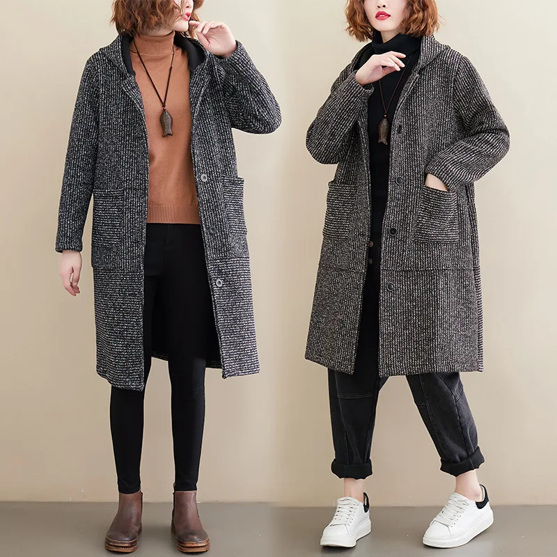 

Brushed And Thick Photo Shoot 2019 Autumn And Winter New Style Korean-style Woolen Jacket Large Size Dress