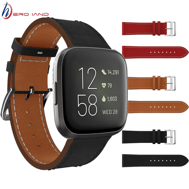 Leather Wrist band For Fitbit Versa /versa 2/versa lite strap Versa correa  Replacement Bracelet belt smartwatch Watch accessories Wristbands - black 