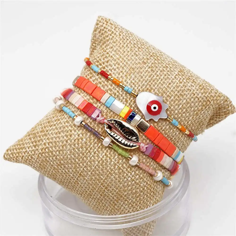 Go2boho MIYUKI Tila Beads оболочка браслета Pulseras Mujer богемный Браслет evil eye женский летний Фатима хамса ювелирные изделия - Окраска металла: MI-S190155 MIYUKI