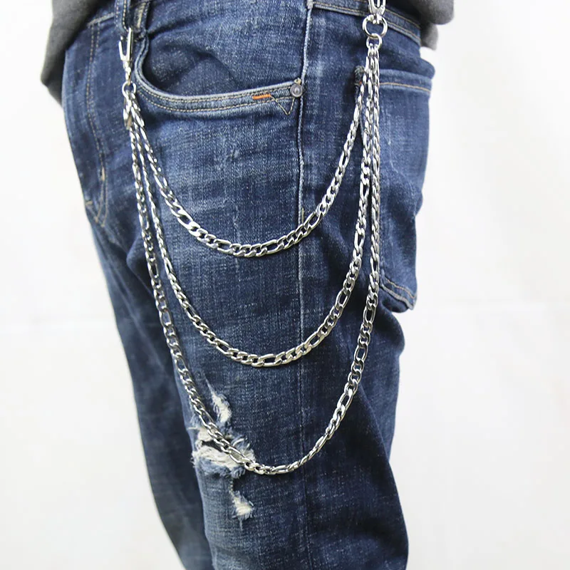 Самодельная Цепочка Из Нержавеющей Стали Длинный металлический кошелек цепной поводок джинсовые штаны брелок кольцо с зажимом мужские хип хоп ювелирные изделия