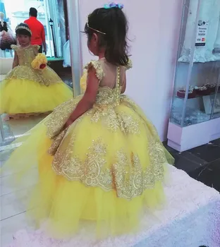 

New Customized Baby Girls Dresses Beaded Lace Birthday Party Dress Pageant Gown formal wear Size 2-16years
