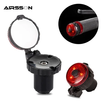 

Mini Bicycle Rearview Mirror With Warning Light 360 Degree Rotatable MTB Road Bike Handlebar Mirror Cycling Bicycle Accessories