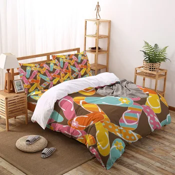 

Slippers Colorful Summer Printed Duvet Cover Set 4 Piece Bedding Set Home Textile Customizable