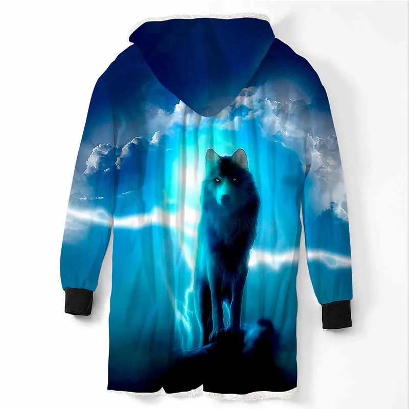 Animals Series Red Wolf Hooded Blanket For Guy Wearable Plush Sweater Coat Pullover Sleeves Fleece Throw Custom Blankets
