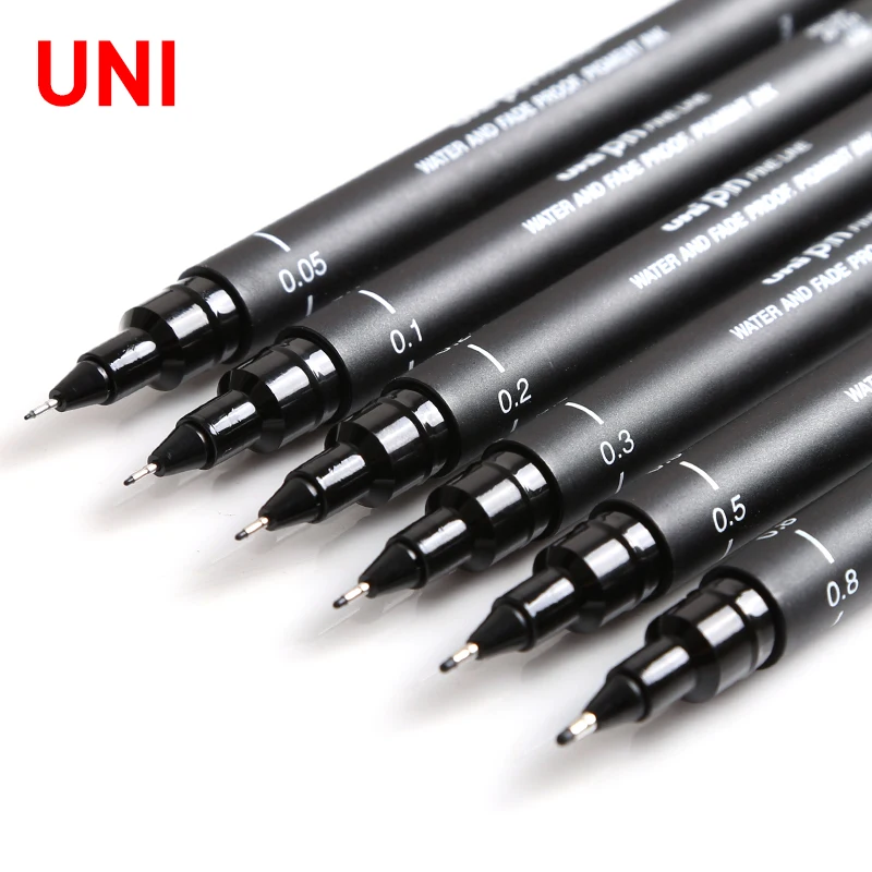 Uni Pin Drawing Pens 6 Assorted Tip Sizes, Precision Technical ...