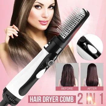 

Becornce 2 in 1 Hair Dryer Brush One Step Hot Air Brush Volumizer Blow Straightener Curler Professional Curling Hair Styler Comb