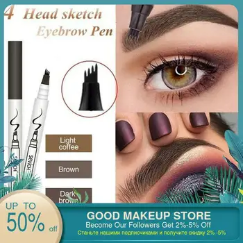 

4 color Women Makeup Sketch Liquid Eyebrow Pencil Waterproof Brown Eye Brow Tattoo Dye Tint Pen Liner Long Lasting Eyebrow