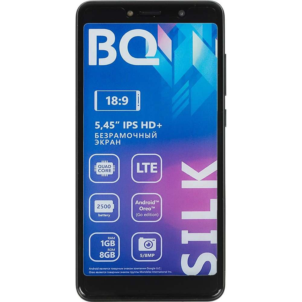 Смартфон BQ Silk 5520L 8Gb 1Gb черный 3G 4G 2Sim 5.45" IPS 720x1440 And8.1 8Mpix 802.11bgn GPS