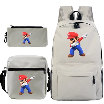 

3Pcs/Sets Dab Super Mario Backpacks Teenage Travel Bag Girls Boys School Bagpack with Cute Pencil Case Shoulder Bag