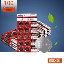 100 pces cr2032 dl2032 ecr2032 5004lc kcr2032 br2032 3v para maxell botão pilha moeda baterias de lítio para relógio de brinquedo do carro