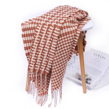 

2020 New Thick Cashmere Winter Scarf For Women Classic Plaid Ladies Scarf Long Shawl Poncho Khaki Female Stole Warm Tippet Wrap