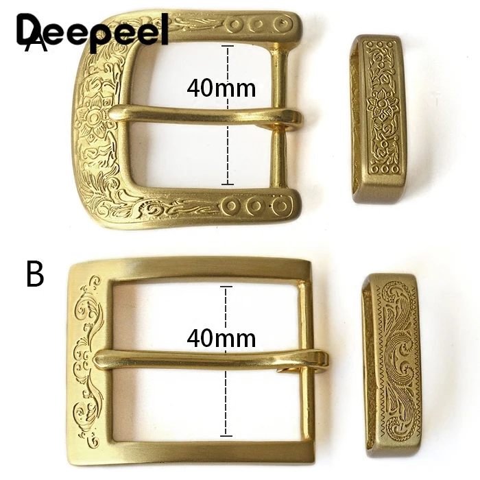 Deepeel 1 шт. 40 мм пряжка из чистой латуни и меди резная головка ремня мужской