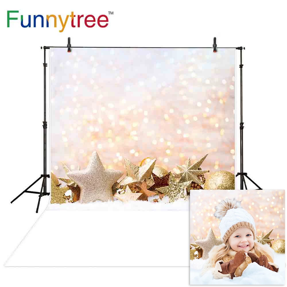 

Funnytree Christmas photo background photozone new year photography studio winter backdrop decoration stars halo bokeh photocall