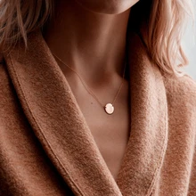 Элегантное гладкое круглое ожерелье с круглой подвеской для женщин, высокое качество, нержавеющая сталь, золото, серебро, ожерелье, ювелирное изделие