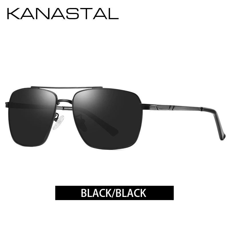 blackblack KANASTAL, квадратные поляризованные солнцезащитные очки, мужские, для вождения, солнцезащитные очки, сплав, оправа, очки, аксессуары, солнцезащитные очки для мужчин, oculos UV400 - Цвет линз: blackblack