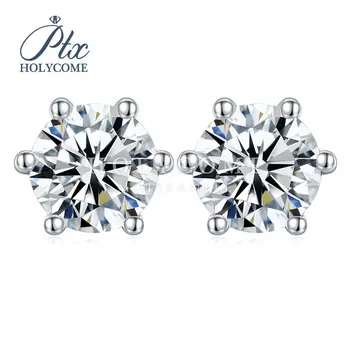 

925 sterling sliver earring 2020 hot sale Holycome Jewelry women prong setting round Moissanite supplieraccaept customized