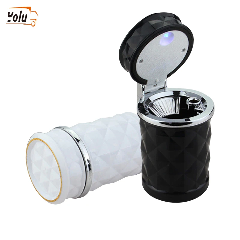 

YOLU Blue LED Light Car Ashtray Fireproof Material Easy Clean Car Ashtray Fit Most Auto Car Cup Holder Car Accessories