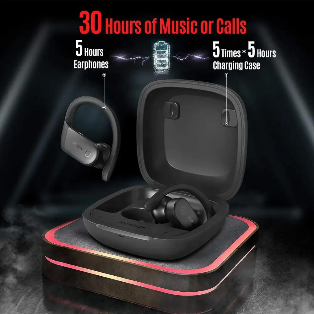 Mpow Flame Lite True Wireless Earphones Bluetooth 5.0 Bass IPX7 Waterproof Earbuds with 30H Playtime&Charging Case for iPhone 12