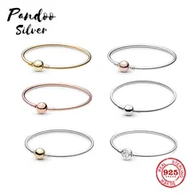 Мода Шарм серебро 925 копировальный браслет, регулируемый браслет с шармами цепи безопасности Сделай Сам браслет из бусин женский ювелирный подарок с логотипом