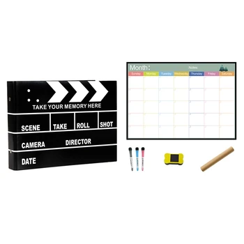 

1 Set Scrapbook Photo Album Memory Book Design Scrap Book & 1 Set netic Whiteboard Calendar Schedule Planner