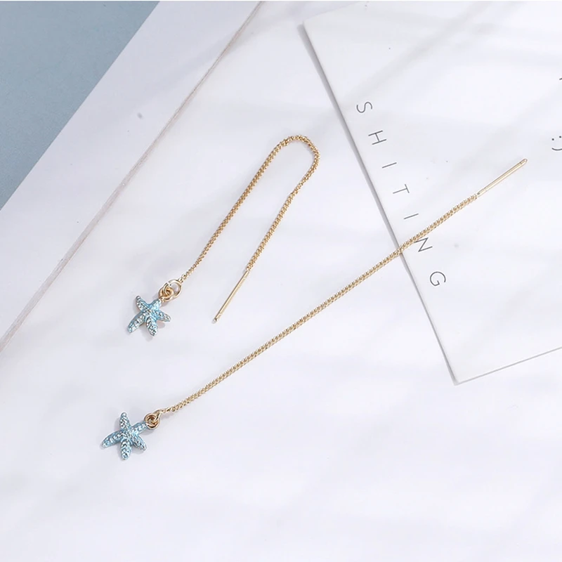 

Korean Cute Cartoon Statement Long Dangle Earrings Conch Moon Star Universe Ear Animal Line Drop Earrings For Women Girl Jewelry