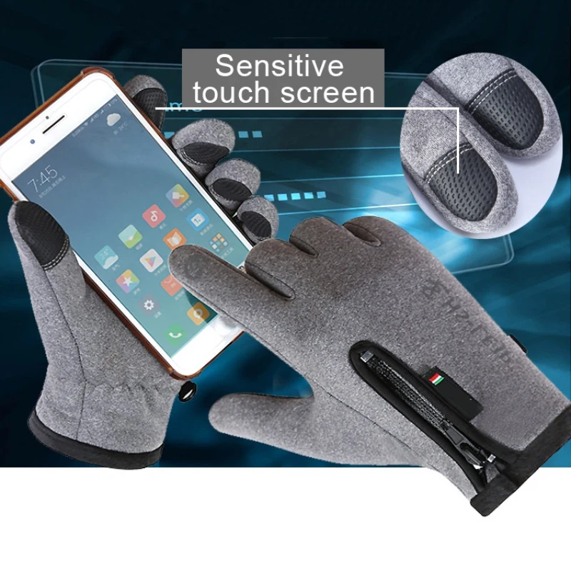 Winter Motorcycle Gloves Cycling Glove Skiiing Touch Screen Zipper Windproof Thermal Fleece Full Finger | Спорт и развлечения
