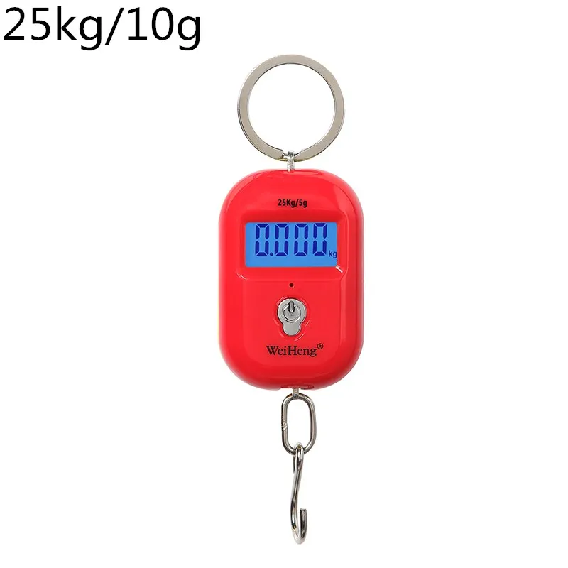 25kg 10g red 50 кг 10 г Электронные портативные цифровые весы, крючок для рыбалки, путешествий, Двойная точность, весы для багажа, весы, весы - Цвет: 25kg 10g red