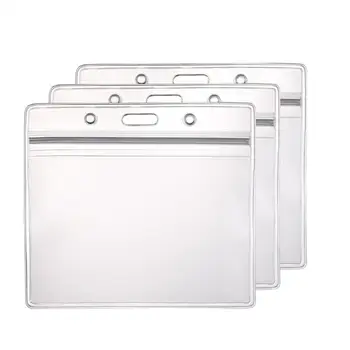 

60pcs Card Holder Horizontal Transparent Practical Waterproof Card Storage Cover ID Card Case for School Travel