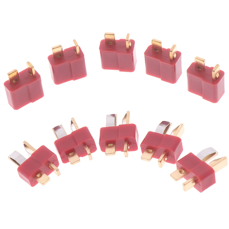 

10Pcs T Plug Jack Connectors Male + Female Deans Connector T For RC LiPo Battery Helicopter Terminals Connectors Kit