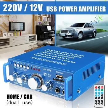 

220V/12V 80W 2 Channel Home Power Amplifier Audio Stereo USB Bluetooth Hi-Fi Remote Control For Home Stage Home Theater Karaoke