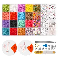 Fournitures pour la fabrication de bracelets et de colliers, 15 couleurs, perles de rocaille artisanales, petites perles de poney, pour bricolage, projets artisanaux