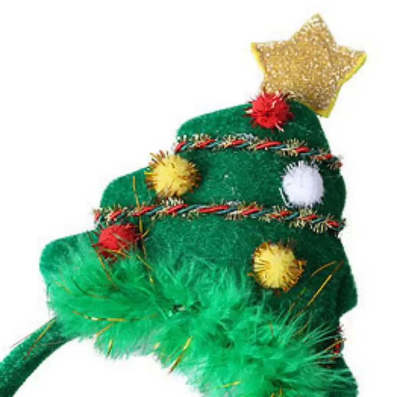 Рождественская елка и сердечком и повязка на голову с регулируемым ремешком ПЭТ головного убора кота собаки фестиваль вечерние украшения Рождественская елка повязка на голову