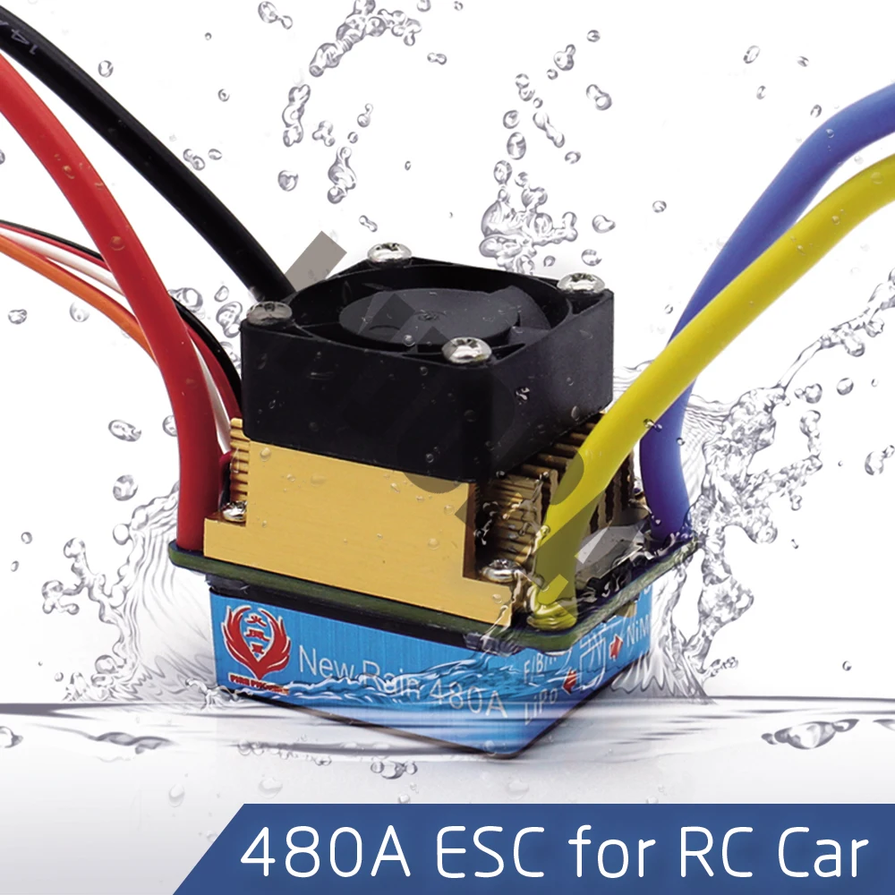 Водонепроницаемый Матовый контроллер скорости ESC 480A с 5 В/3A BEC для 1/10 RC Crawler SCX10 D90