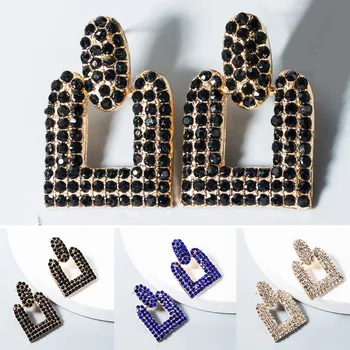 

Zircon Alloy Drop Earrings for Women Luxurious Rhinestone Mosaic Vintage Style Statement Eco-friendly materials 120 pairs/lot