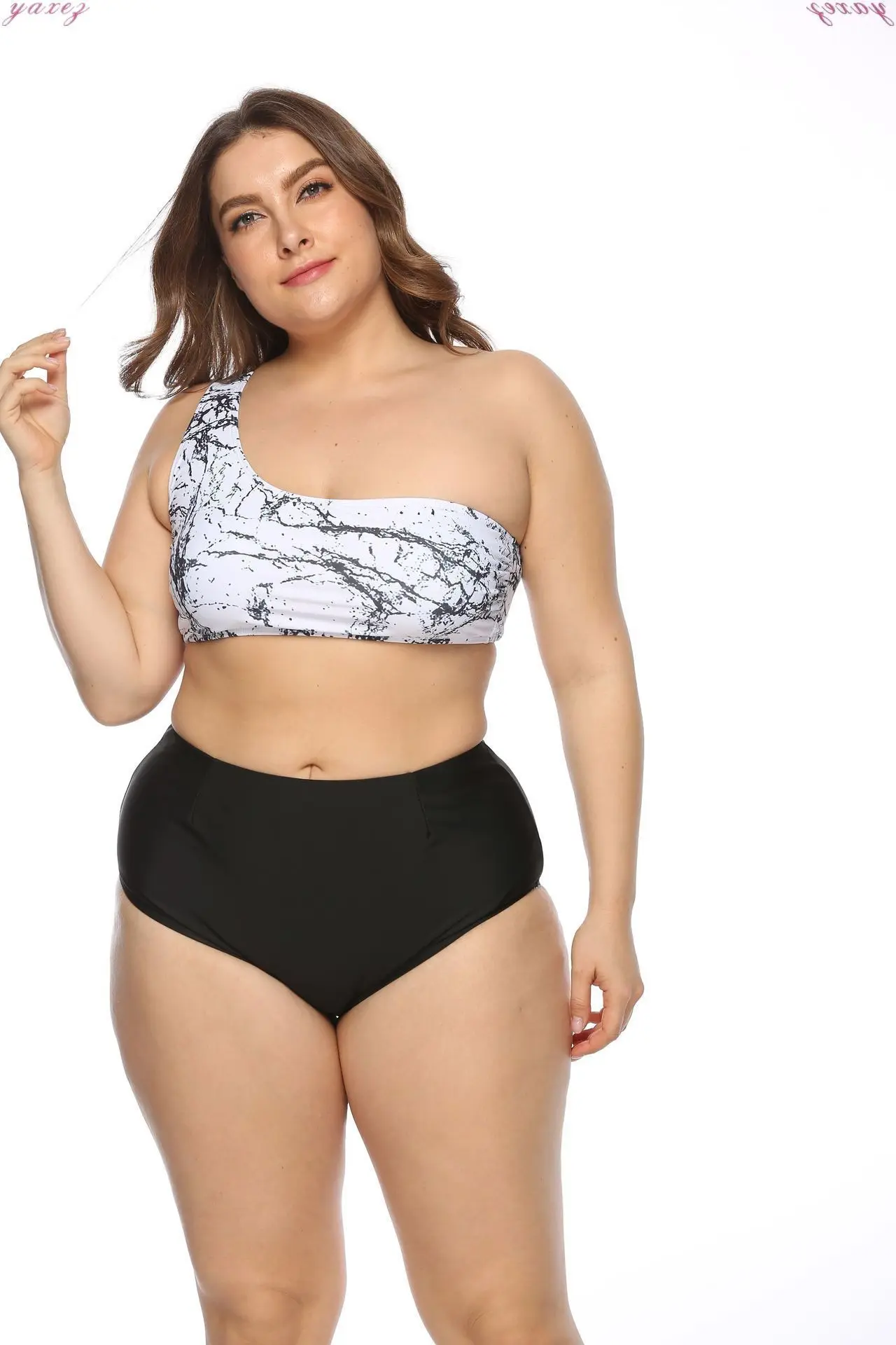 5XL сексуальный бикини на одно плечо с высокой талией комплект размера плюс