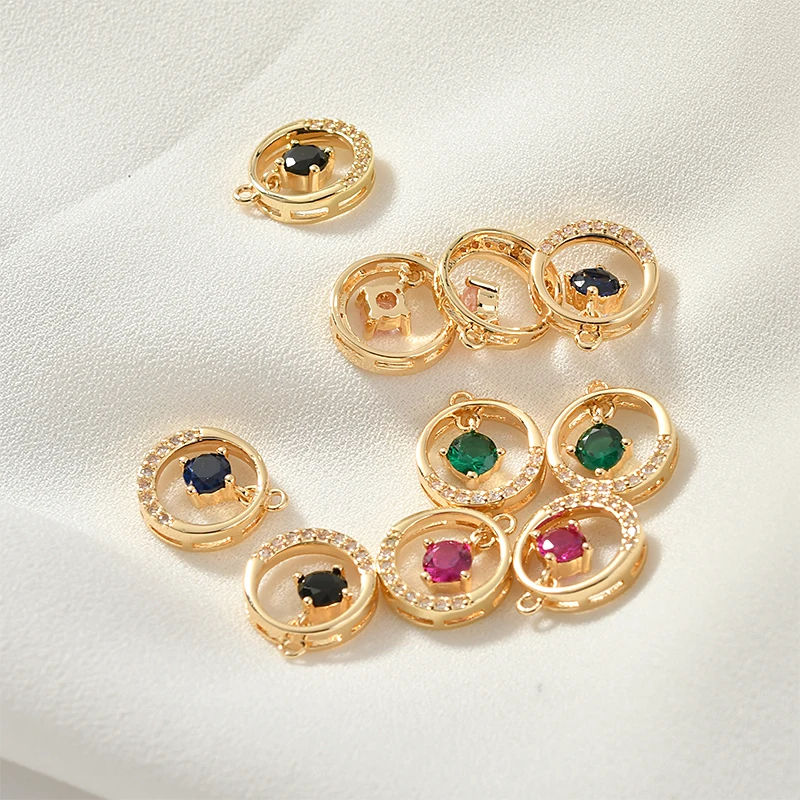 Круглый Кулон из циркона с медным покрытием 18K аксессуары настоящего золота DIY