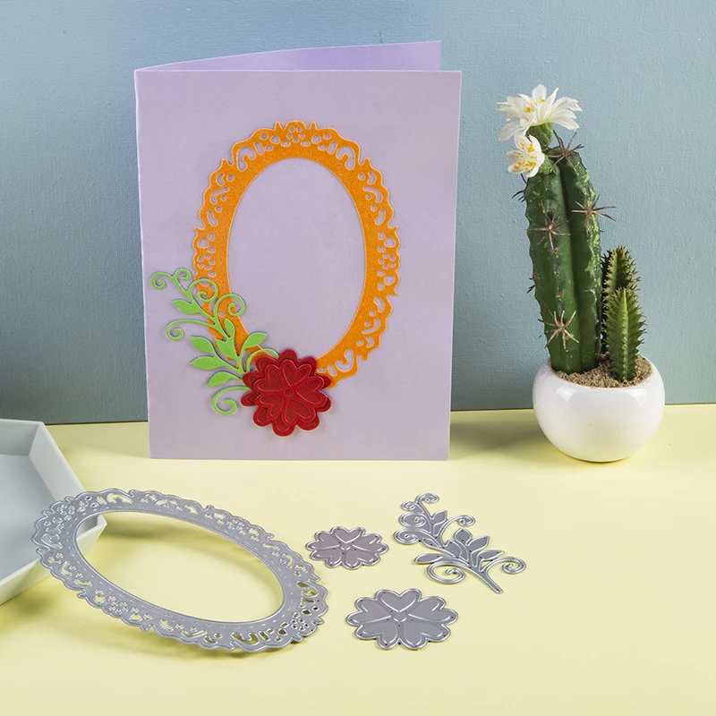 2020 пресс-формы кружевной Овальный фон рамка цветок металлические сделай сам