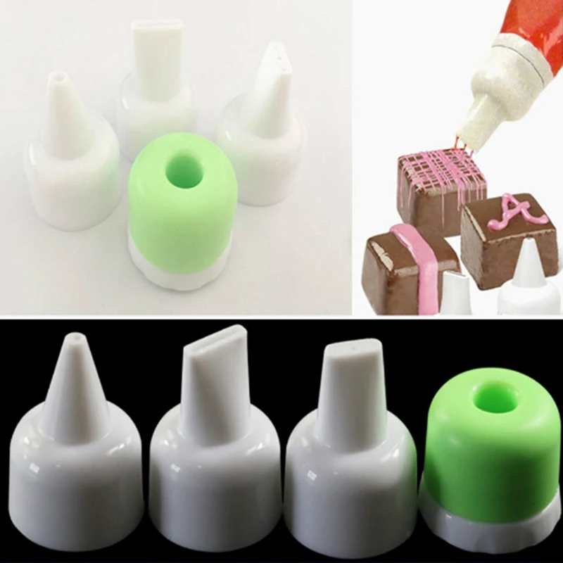 4pcs Cream Chocolate Decoration Decorating Mouth Set Converter Nozzle Decorative Tip Set Converter Nozzle Adapter Baking Mold