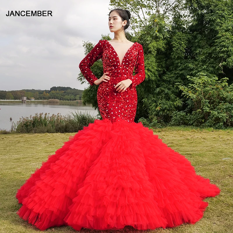 J67003 Jancember Lange Avondjurken 2020 O Hals Mermaid Floor Lengte Hof Trein Lovertjes Lace Tiered Rode Jurk Vestido Sereia J67003 Jancember Lange Avondjurken 2020 O Hals Mermaid Floor Lengte Hof Trein Lovertjes Lace Tiered Rode Jurk Vestido Sereia