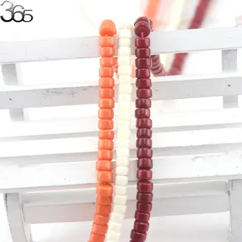 

Free Shipping BGSJ 4x6MM 100% Real Rondelle Column Red White Natural Coral Spacer Beads Strand 15"