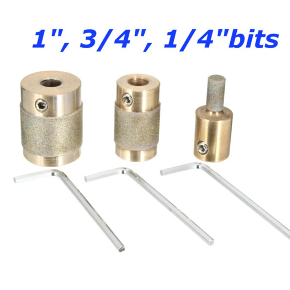 3pcs Grinding Bits Set 3 Stained Glass Grinder Heads  1/4 3/4 1 Inch For Grinding Machine  Brass Core Reduces Shaft Binding