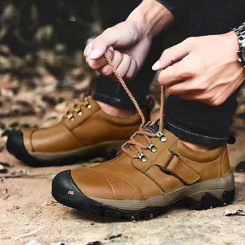 

men genuine leather breathable outdoor sport hunting shoes walking shoes trekking sneakers zapatillas