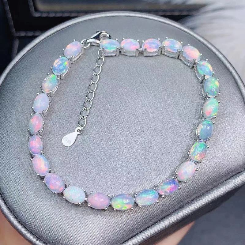 24 Cts Earth Mined 6" Long Chalcedony & Ethiopian Opal Beads Bracelet JK-49E294