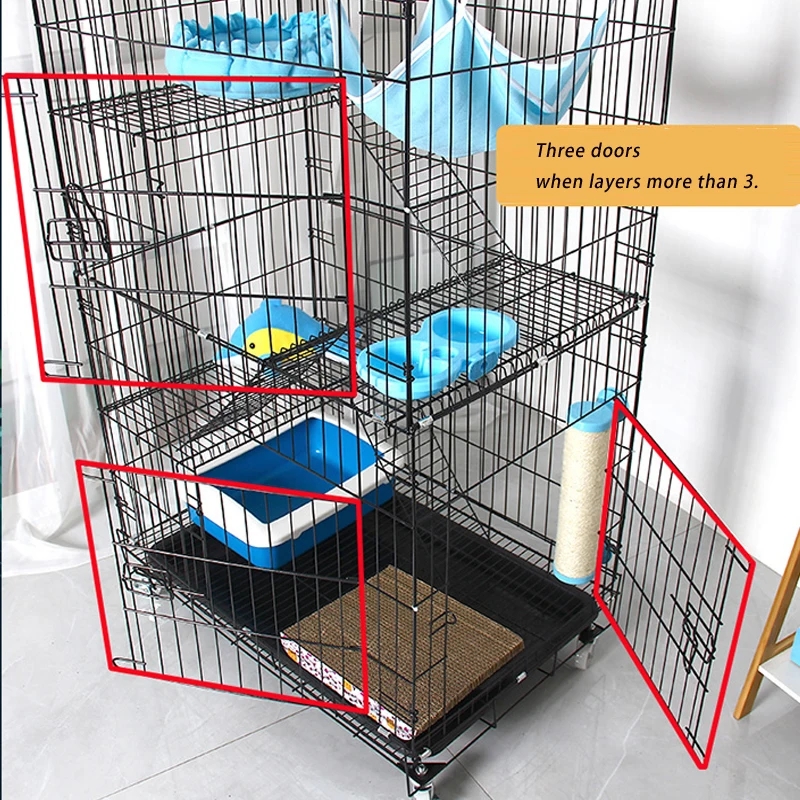 85x60x70cm THREE LAYERS LARGE price Pet cat cage villa indoor 3-tiers folded cattery articles cat house With roller
