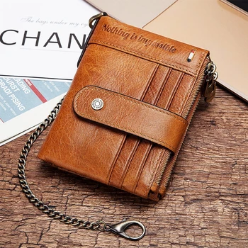 

Men's RFID Blocking Leather Bifold Wallet with Anti Theft Chain