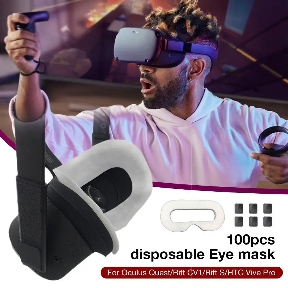 Одноразовая VR маска для глаз дышащая чистая хлопковая впитывающая пот VR маска для лица Oculus Quest/Rift CV1/Rift S/htc Vive Pro 100 шт