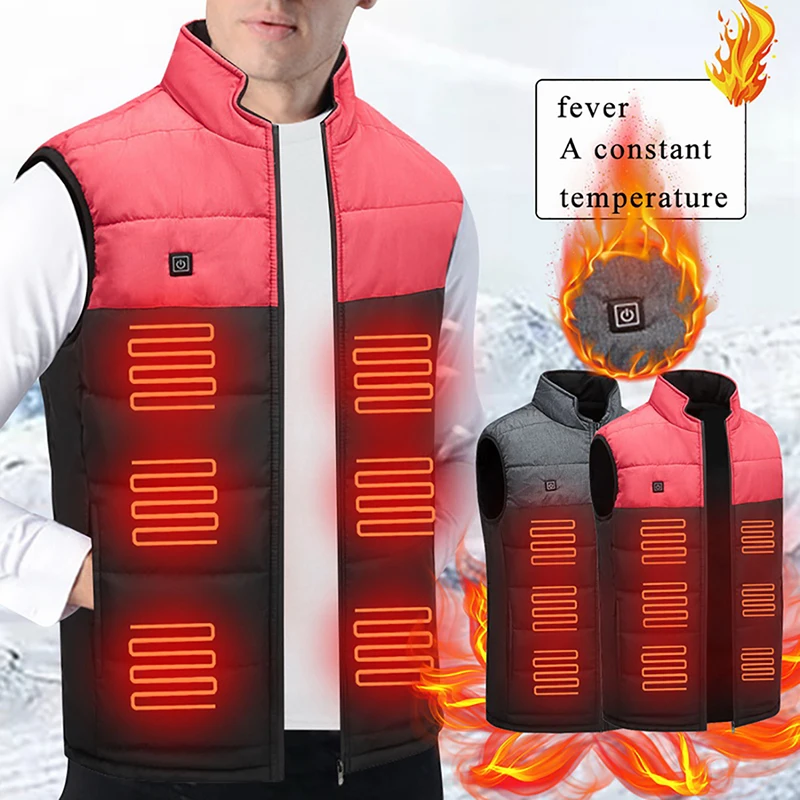 

Men Heating Vest USB Charging Stitching Color Vest Warm Vest Heating Clothes 2020 Winter Fashion Male Jacket Men Sportwear Tops