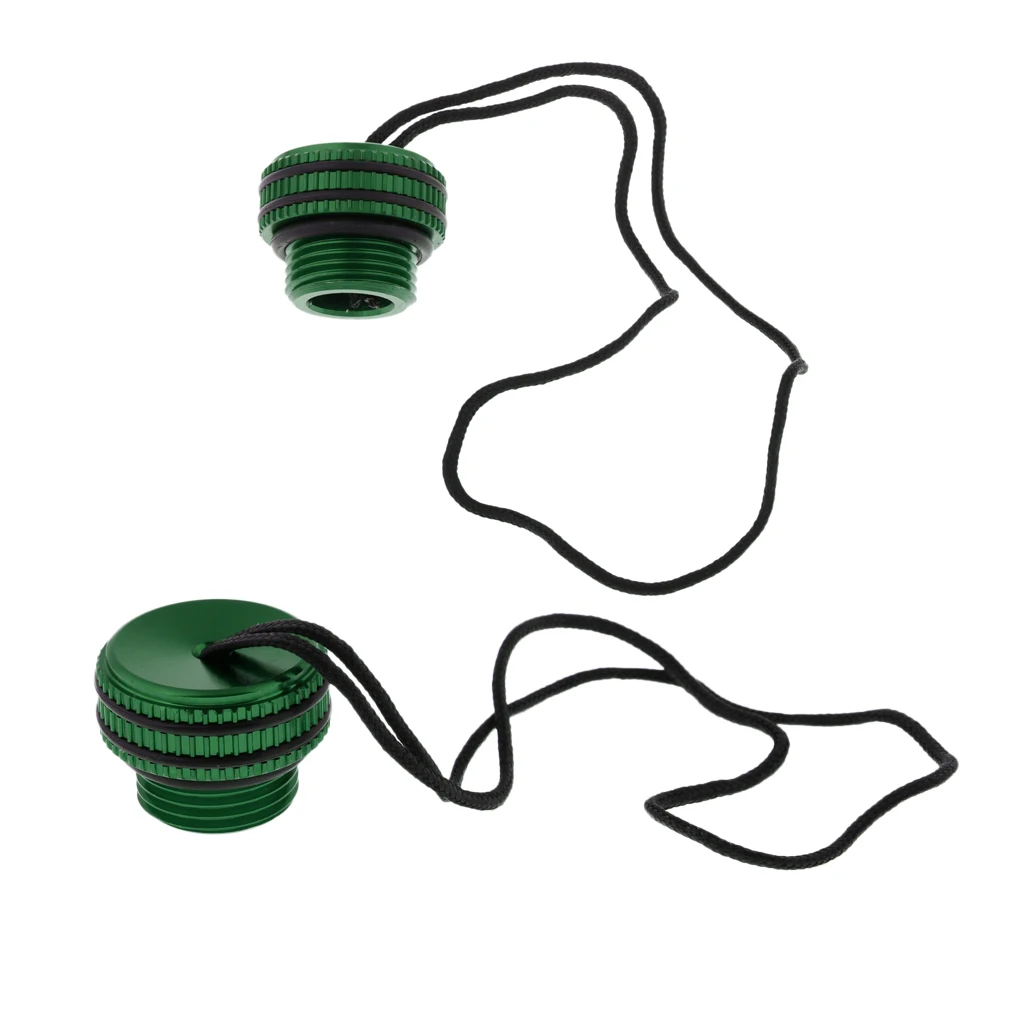 Bulk 2 Durability Scuba Dive Din Tank Valve Threaded  Cover / Dustproof Plug Replacement with Retainer Cord & Sealed O-ring