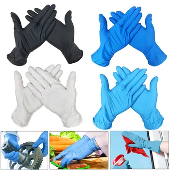 

100PCS Black Disposable Gloves Latex Dishwashing Kitchen Medical Work Rubber Garden Gloves Universal For Left and Right Hand