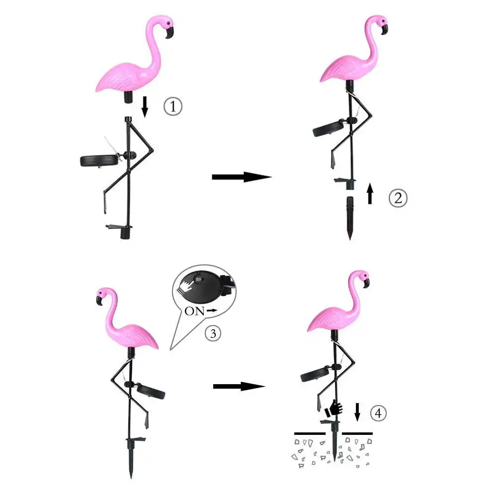 Светодиодный солнечный Фламинго солнечный свет для газона питание фонарь тропинка огни декоративные наружные Дворовые Ландшафтные лампы для сада патио JQ